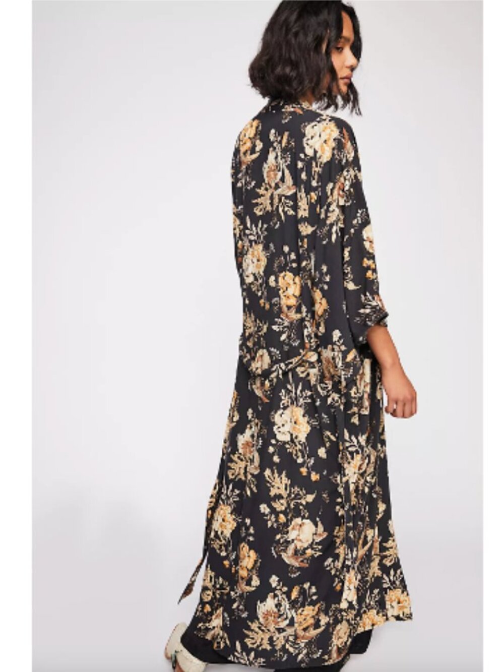 Rare Spell & The Gypsy Free People Sweet Jane Maxi Kimono Duster Black Floral OS